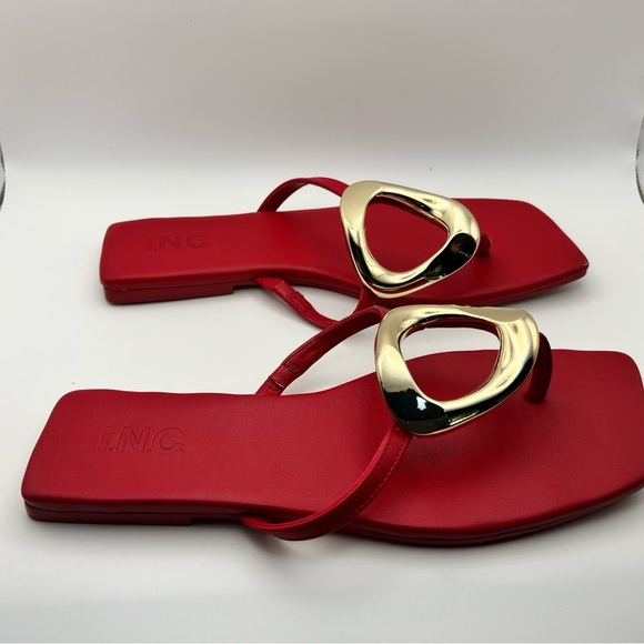 I.N.C Red Sandals with Gold Accents Red Zenith - Picture 2 of 5